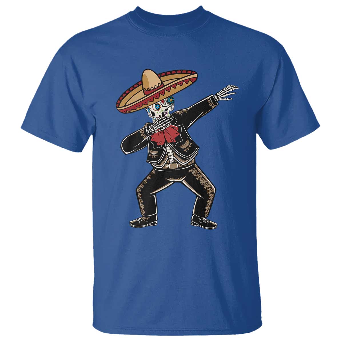Day Of The Dead T Shirt Dabbing Sugar Skull Skeleton Mariachi TS11 Royal Blue Print Your Wear