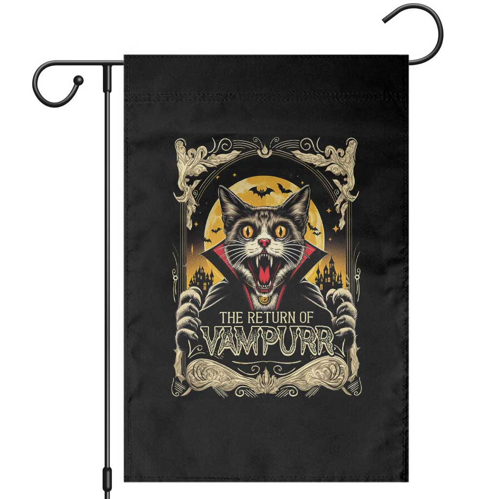 Funny Halloween Cat Garden Flag The Return Of Vampurr Scary Vampire Moon Bat TS11 Black Print Your Wear