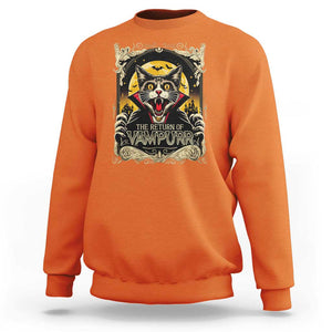 Funny Halloween Cat Sweatshirt The Return Of Vampurr Scary Vampire Moon Bat TS11 Orange Print Your Wear