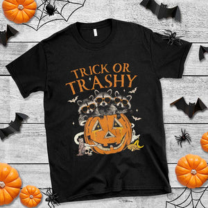Funny Halloween T Shirt Trick Or Trashy Racoon Vintage Pumpkin Bat Trash TS11 Black Print Your Wear