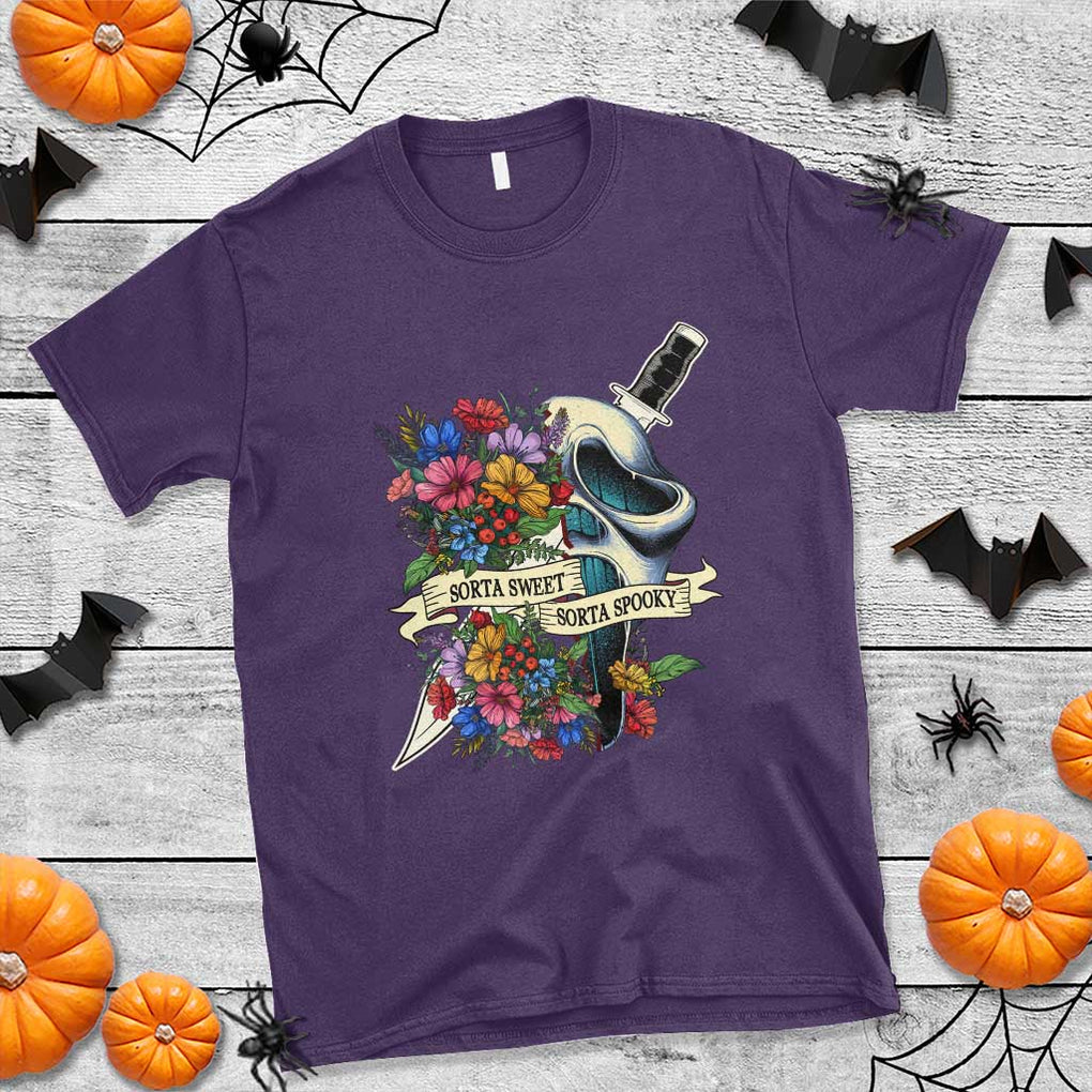 Funny Halloween T Shirt Sorta Sweet Sorta Spooky Ghost Flower Knife Murderer TS11 Purple Print Your Wear