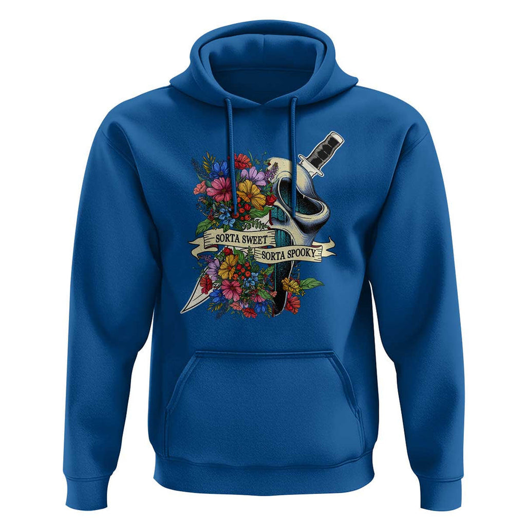 Funny Halloween Hoodie Sorta Sweet Sorta Spooky Ghost Flower Knife Murderer TS11 Royal Blue Print Your Wear