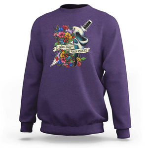 Funny Halloween Sweatshirt Sorta Sweet Sorta Spooky Ghost Flower Knife Murderer TS11 Purple Print Your Wear