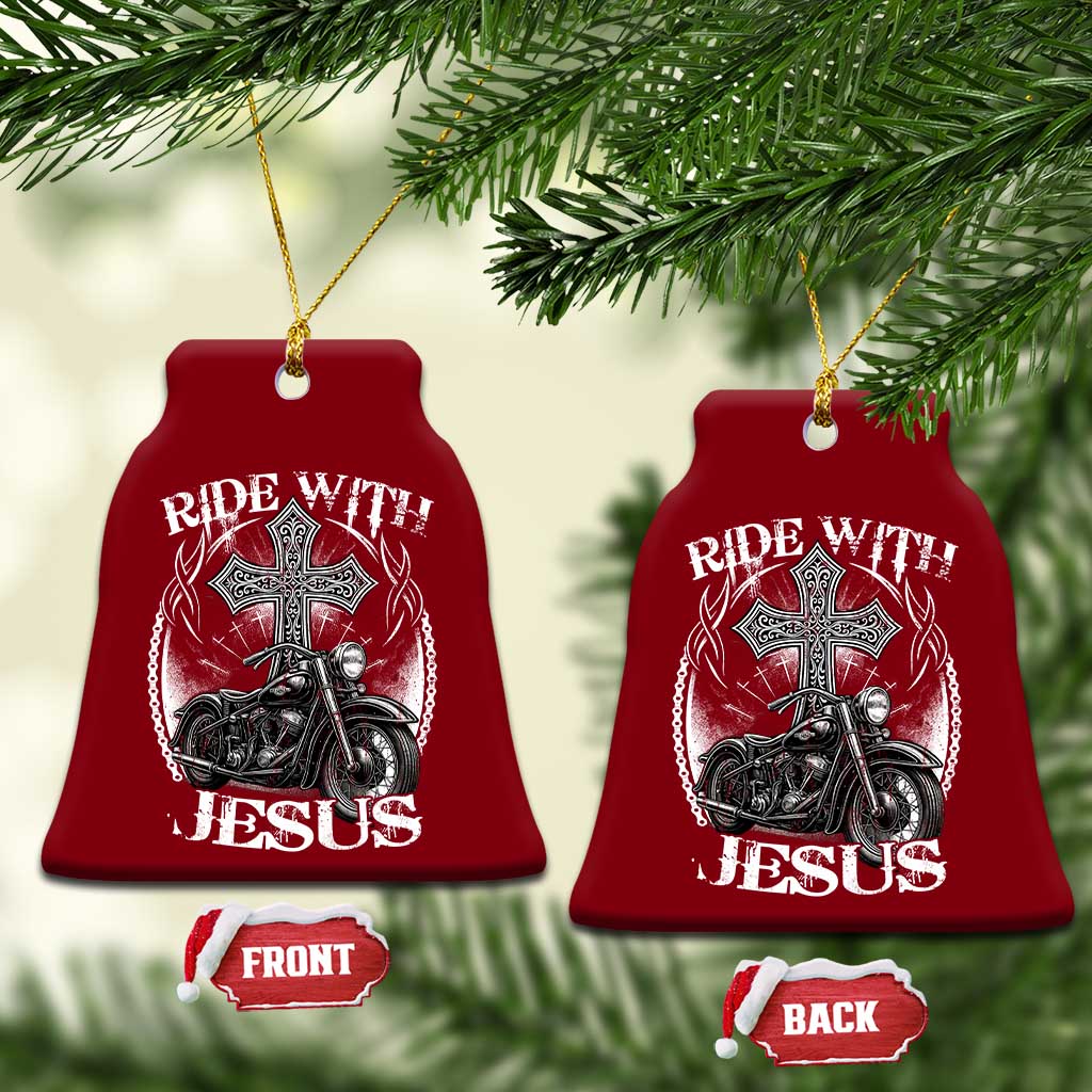Christian Biker Ceramic Ornament Ride With Jesus Religious Faith Motorcycle Rider TS11 Print Your Wear