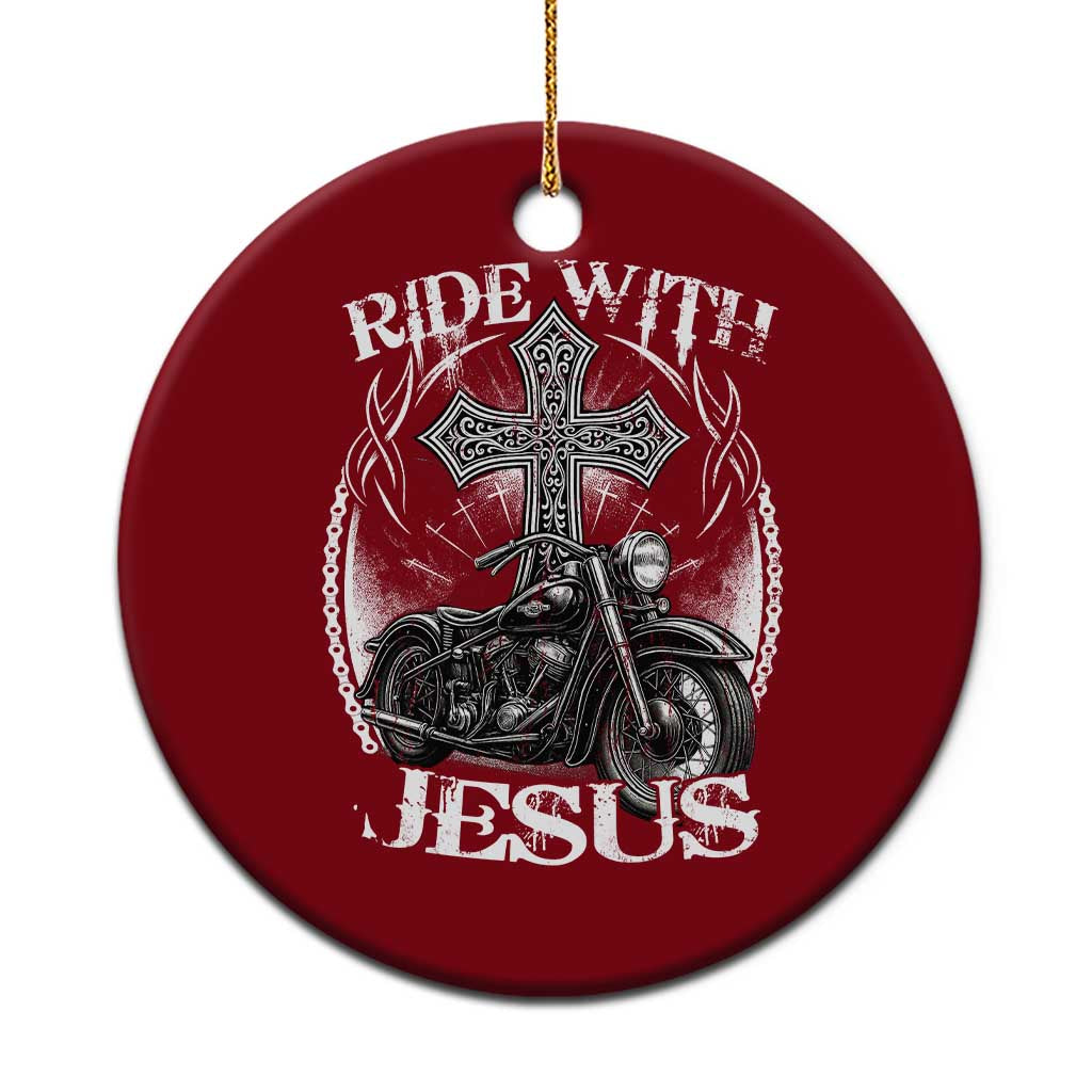 Christian Biker Ceramic Ornament Ride With Jesus Religious Faith Motorcycle Rider TS11 1pc Red Print Your Wear