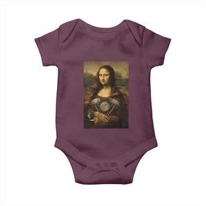 Funny Monalisa Rider Vintage Retro Motorcycle Engine Baby Onesie TS11 Maroon Print Your Wear