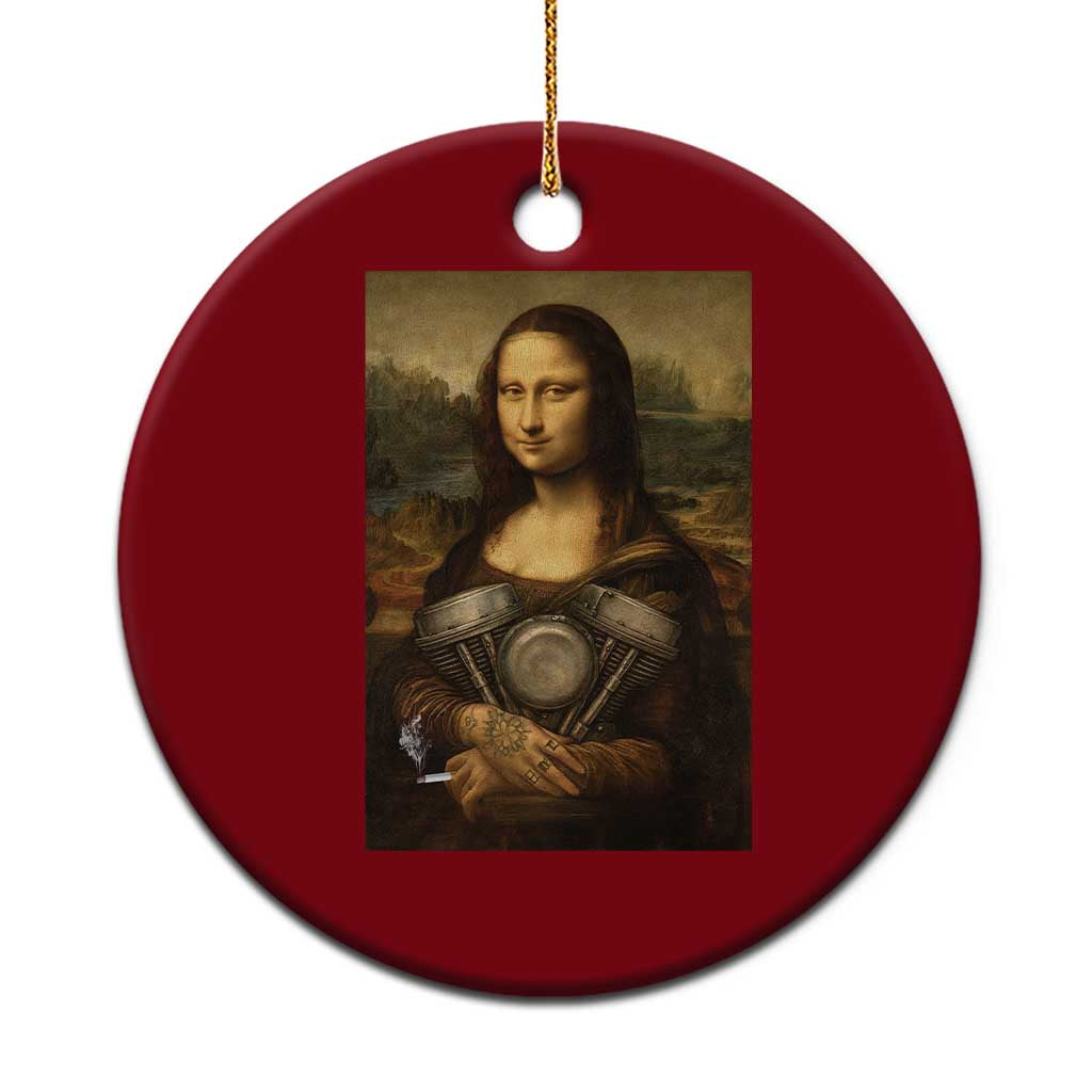 Funny Monalisa Rider Vintage Retro Motorcycle Engine Ceramic Ornament TS11 1pc Red Print Your Wear