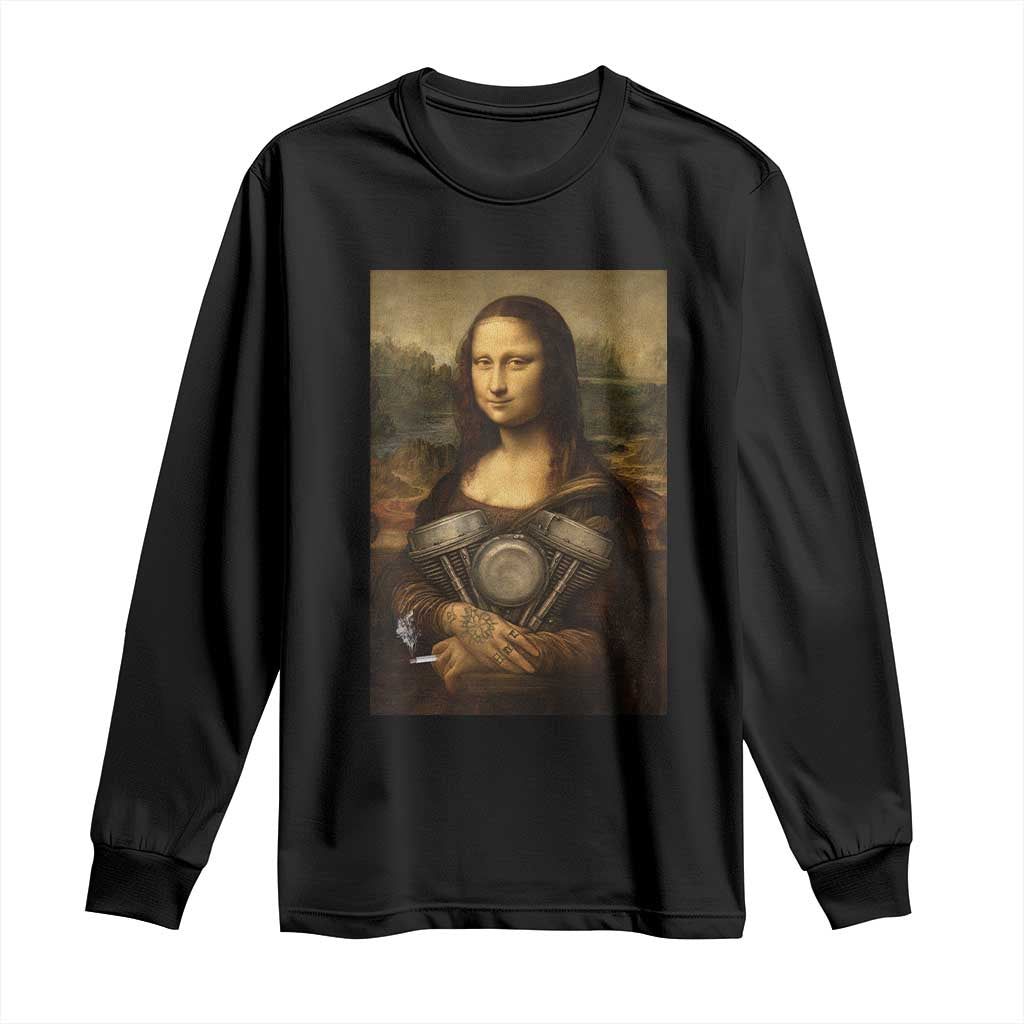 Funny Monalisa Rider Vintage Retro Motorcycle Engine Long Sleeve Shirt TS11 Black Print Your Wear