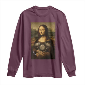 Funny Monalisa Rider Vintage Retro Motorcycle Engine Long Sleeve Shirt TS11 Maroon Print Your Wear