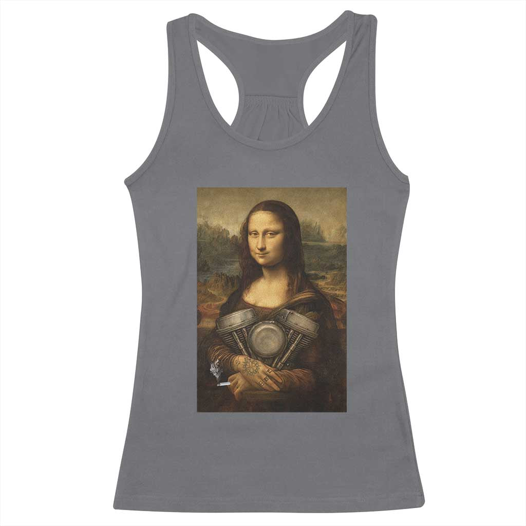 Funny Monalisa Rider Vintage Retro Motorcycle Engine Racerback Tank Top TS11 Charcoal Print Your Wear
