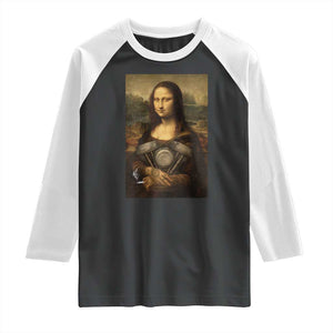 Funny Monalisa Rider Vintage Retro Motorcycle Engine Raglan Shirt TS11 Black White Print Your Wear