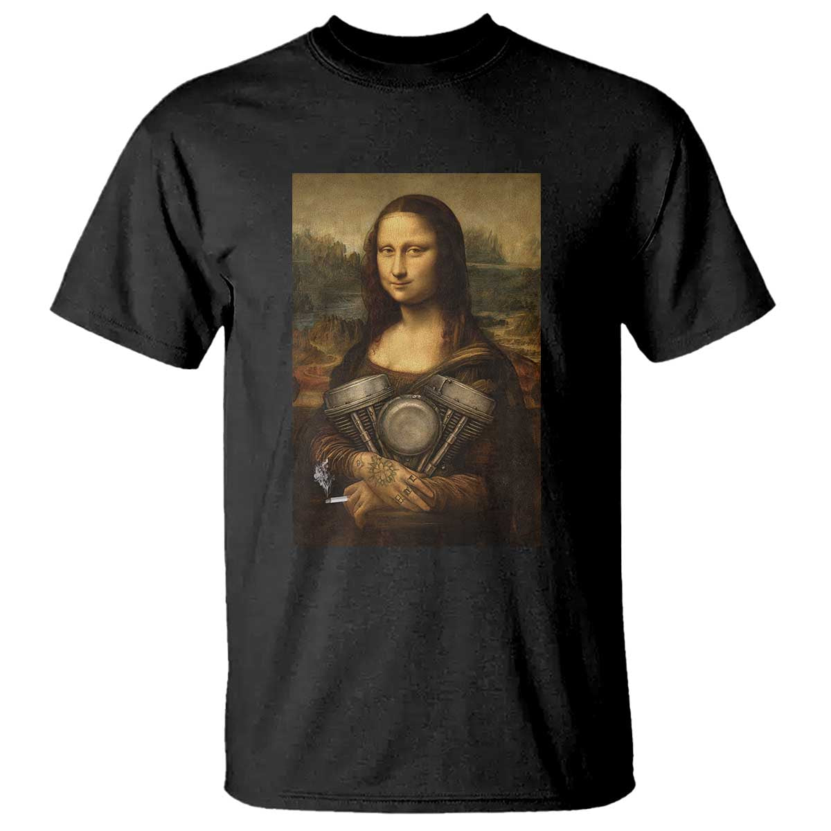 Funny Monalisa Rider Vintage Retro Motorcycle Engine T Shirt TS11 Black Print Your Wear