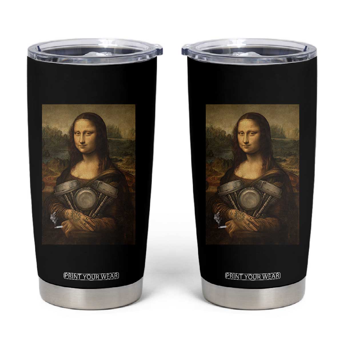 Funny Monalisa Rider Vintage Retro Motorcycle Engine Tumbler Cup TS11 Black Print Your Wear