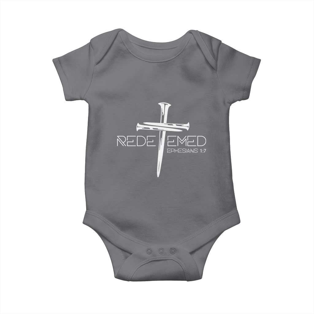 Redeemed Christian Vintage Ephesians Bible Verse Redemption Baby Onesie TS11 Charcoal Print Your Wear