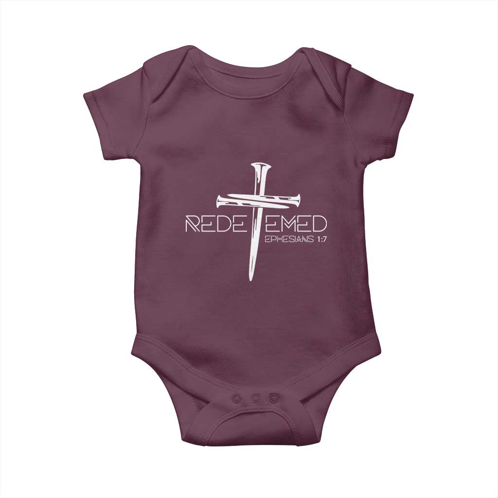 Redeemed Christian Vintage Ephesians Bible Verse Redemption Baby Onesie TS11 Maroon Print Your Wear