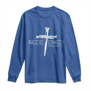 Redeemed Christian Vintage Ephesians Bible Verse Redemption Long Sleeve Shirt TS11 Royal Blue Print Your Wear
