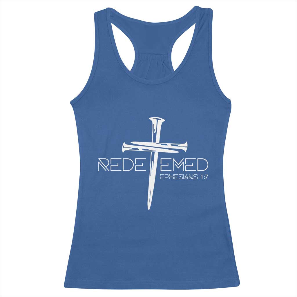 Redeemed Christian Vintage Ephesians Bible Verse Redemption Racerback Tank Top TS11 Royal Blue Print Your Wear