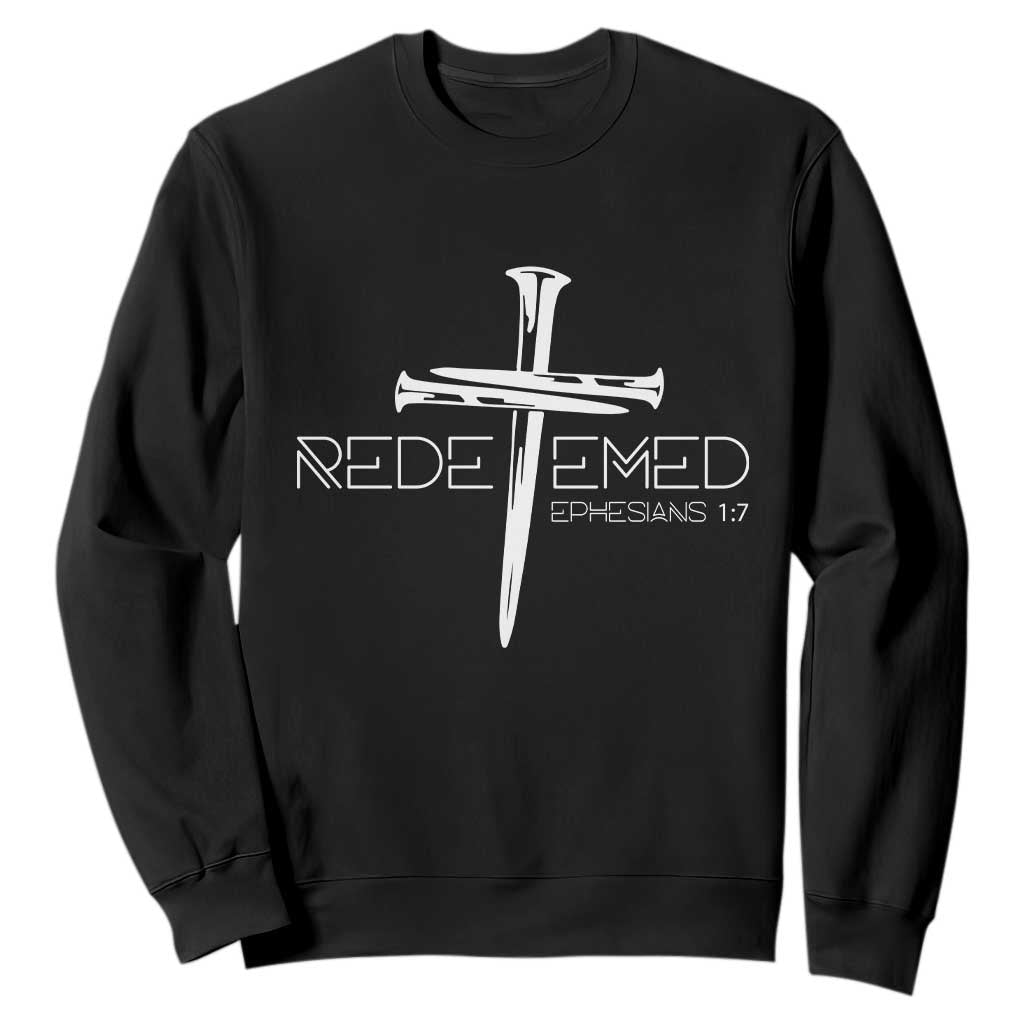 Redeemed Christian Vintage Ephesians Bible Verse Redemption Sweatshirt TS11 Black Print Your Wear