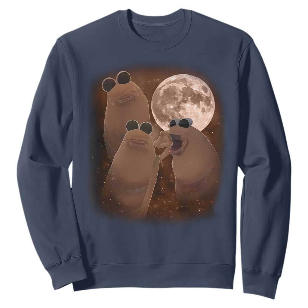 Three Marcus The Worm Moon Sweatshirt Funny Weird Cursed Meme TS11 Navy Print Your Wear
