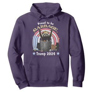 Funny Trump Garbage Racoon Hoodie Proud To Be Garbage Trump 2024 American Flag TS11 Purple Print Your Wear