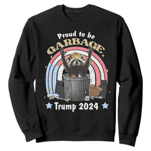 Funny Trump Garbage Racoon Sweatshirt Proud To Be Garbage Trump 2024 American Flag TS11 Black Print Your Wear