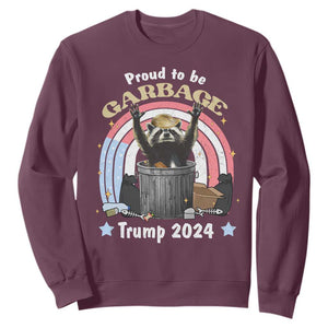 Funny Trump Garbage Racoon Sweatshirt Proud To Be Garbage Trump 2024 American Flag TS11 Maroon Print Your Wear