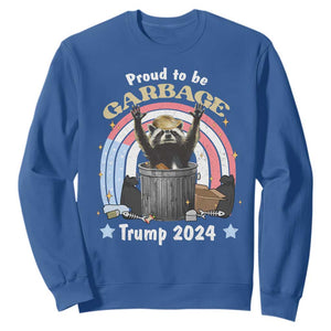 Funny Trump Garbage Racoon Sweatshirt Proud To Be Garbage Trump 2024 American Flag TS11 Royal Blue Print Your Wear