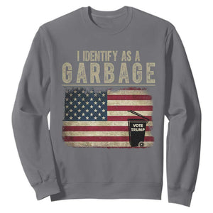 Funny Trump Garbage 2024 Sweatshirt I Identify As A Garbage Vote Trump American Flag TS11 Charcoal Print Your Wear