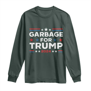 Garbage For Trump 2024 Long Sleeve Shirt Vintage Star Striped TS11 Dark Forest Green Print Your Wear