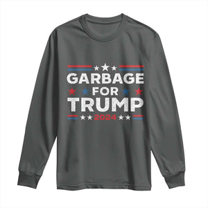 Garbage For Trump 2024 Long Sleeve Shirt Vintage Star Striped TS11 Dark Heather Print Your Wear