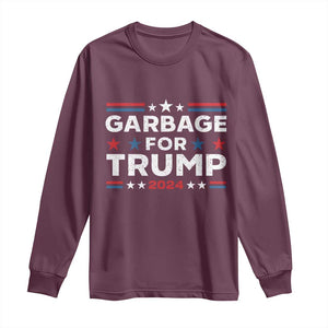 Garbage For Trump 2024 Long Sleeve Shirt Vintage Star Striped TS11 Maroon Print Your Wear