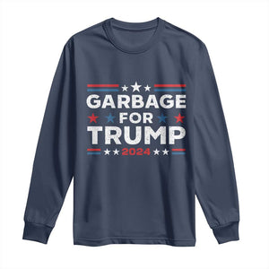 Garbage For Trump 2024 Long Sleeve Shirt Vintage Star Striped TS11 Navy Print Your Wear