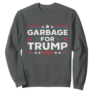 Garbage For Trump 2024 Sweatshirt Vintage Star Striped TS11 Dark Heather Print Your Wear