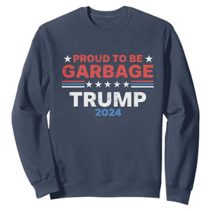 Funny Trump Garbage Sweatshirt Proud To Be Garbage Trump 2024 American Flag TS11 Navy Print Your Wear