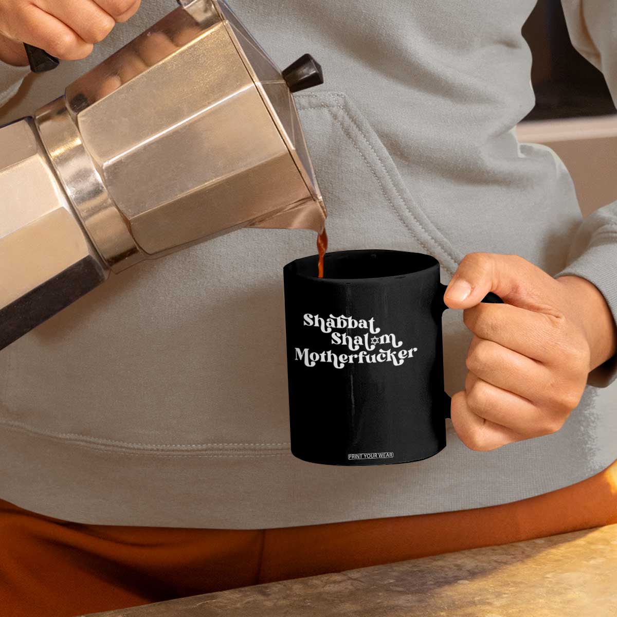 Funny Shabbat Shalom Motherfucker Coffee Mug Jewish Kosher TS11 Print Your Wear