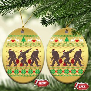 Funny Santa Bigfoot Squad Xmas Christmas Ornament TS11 Oval Gold Print Your Wear