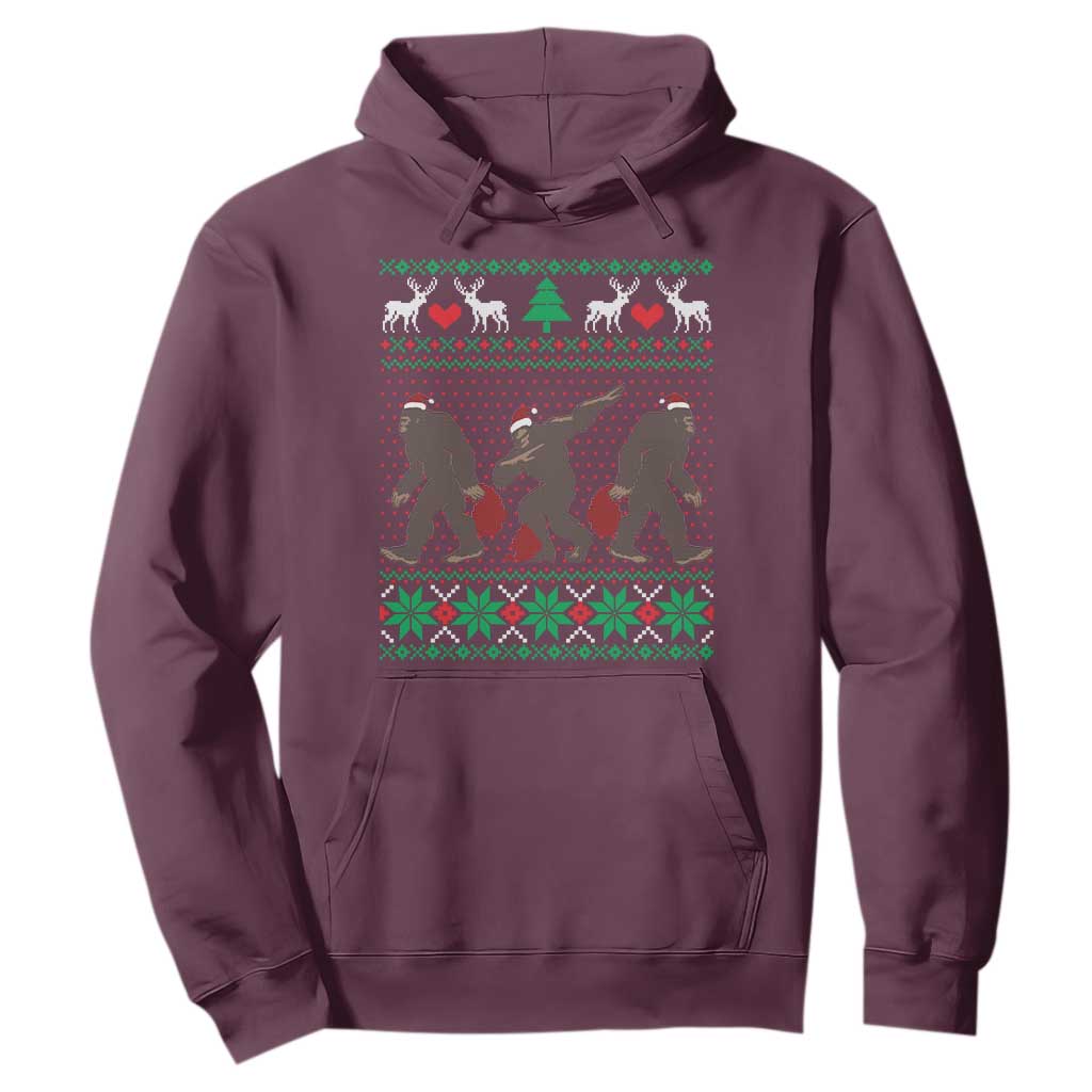 Funny Santa Bigfoot Squad Christmas Hoodie TS11 Maroon Print Your Wear