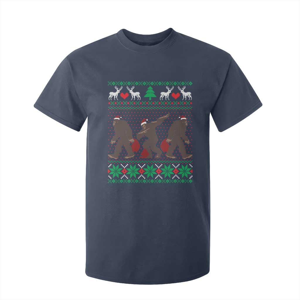Funny Santa Bigfoot Squad Christmas T Shirt For Kid TS11 Navy Print Your Wear