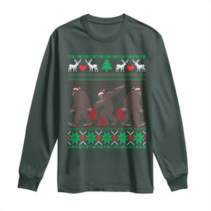 Funny Santa Bigfoot Squad Christmas Long Sleeve Shirt TS11 Dark Forest Green Print Your Wear