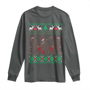 Funny Santa Bigfoot Squad Christmas Long Sleeve Shirt TS11 Dark Heather Print Your Wear