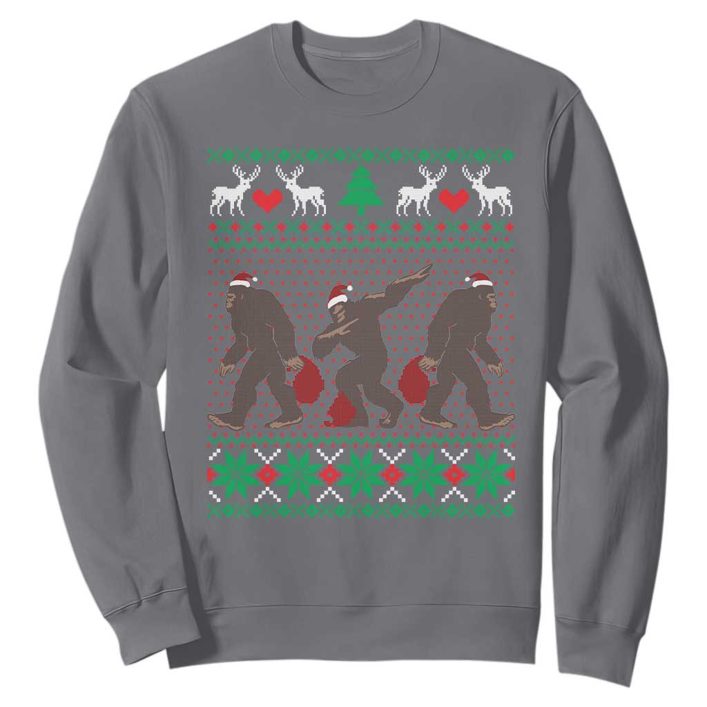 Funny Santa Bigfoot Squad Christmas Sweatshirt TS11 Charcoal Print Your Wear