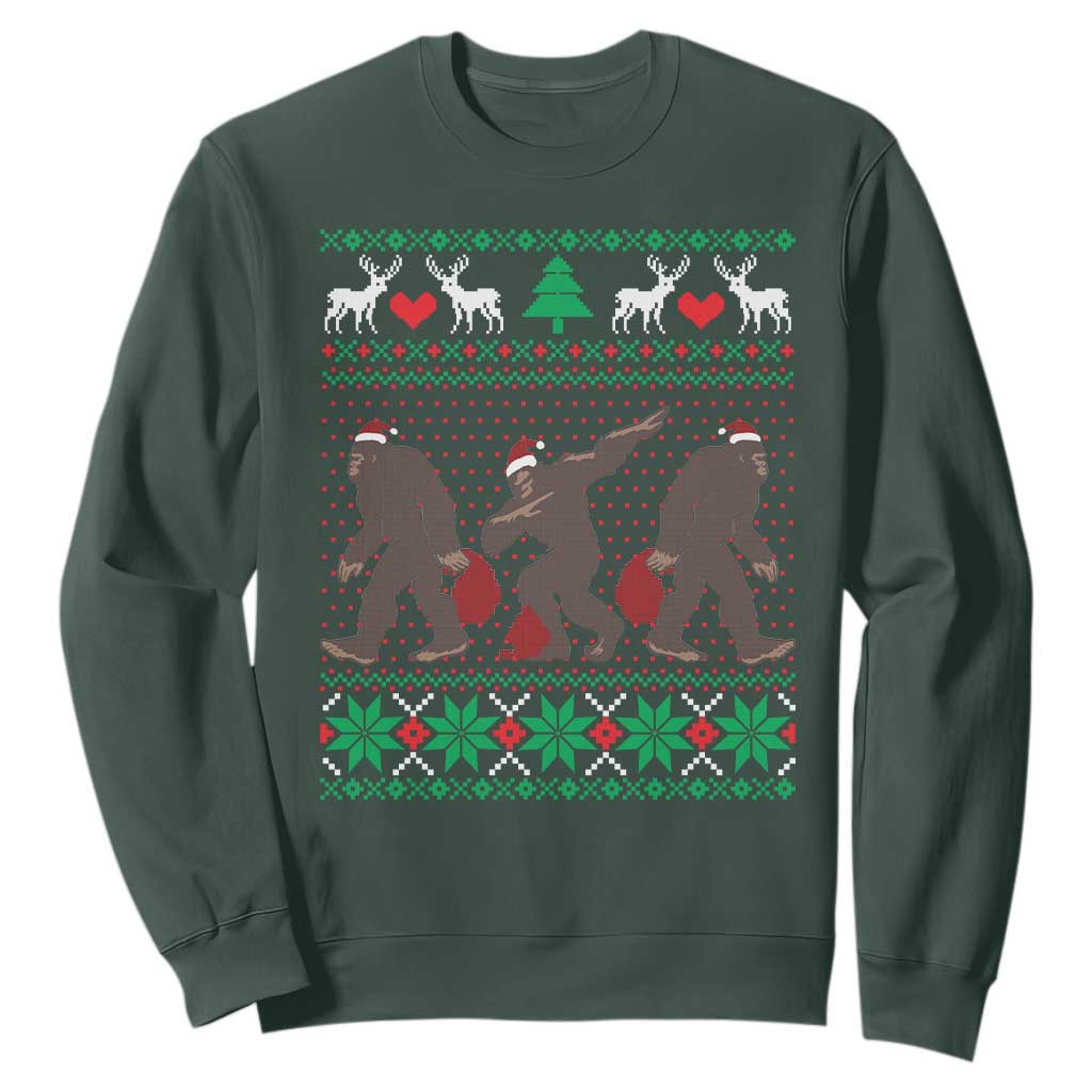 Funny Santa Bigfoot Squad Christmas Sweatshirt TS11 Dark Forest Green Print Your Wear