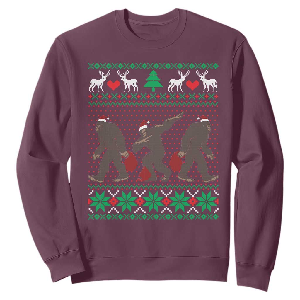 Funny Santa Bigfoot Squad Christmas Sweatshirt TS11 Maroon Print Your Wear