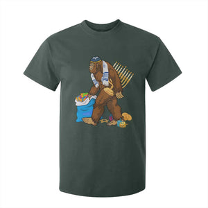 Funny Hanukkah Bigfoot Menorah David Stars T Shirt For Kid TS11 Dark Forest Green Print Your Wear