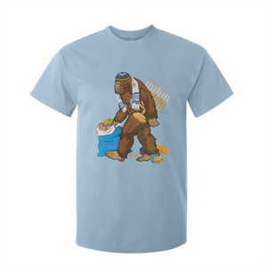 Funny Hanukkah Bigfoot Menorah David Stars T Shirt For Kid TS11 Light Blue Print Your Wear