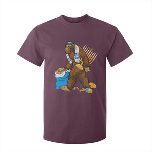 Funny Hanukkah Bigfoot Menorah David Stars T Shirt For Kid TS11 Maroon Print Your Wear