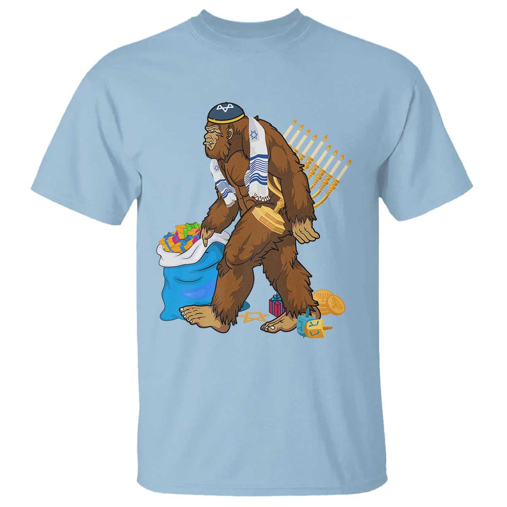Funny Hanukkah Bigfoot Menorah David Stars T Shirt TS11 Light Blue Print Your Wear