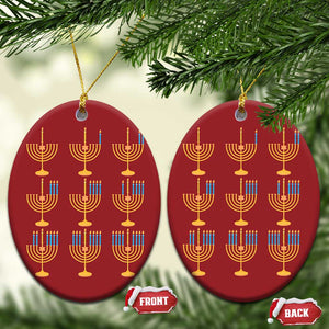 Funny Hanukkah Menorah Chanukah Jewish Holiday Christmas Ornament TS11 Oval Red Print Your Wear