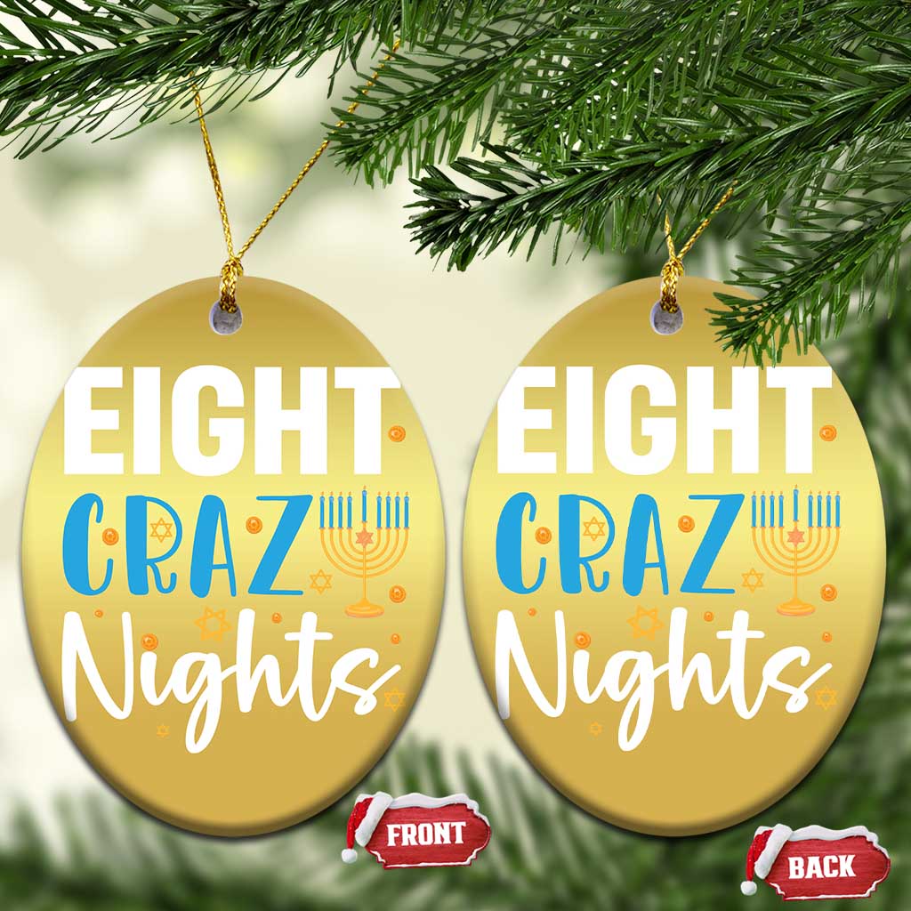 Funny Hanukkah Eight Crazy Nights Christmas Ornament Menorah David Stars TS11 Oval Gold Print Your Wear