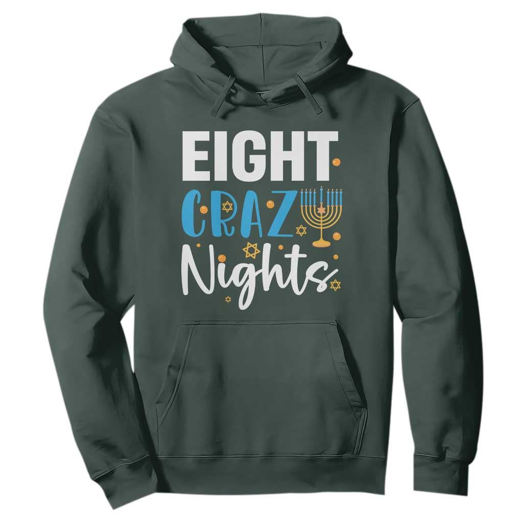 Funny Hanukkah Eight Crazy Nights Hoodie Menorah David Stars TS11 Dark Forest Green Print Your Wear